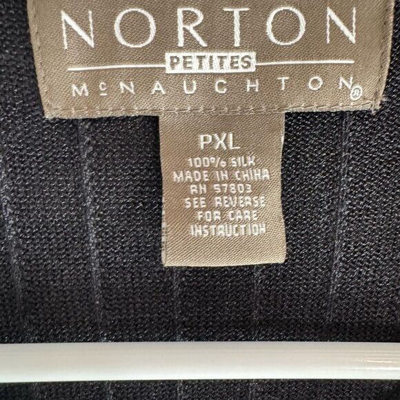 Norton McNaughton Embroidered Silk Tank Cardigan Vtg Size PXL - Picture 5 of 9